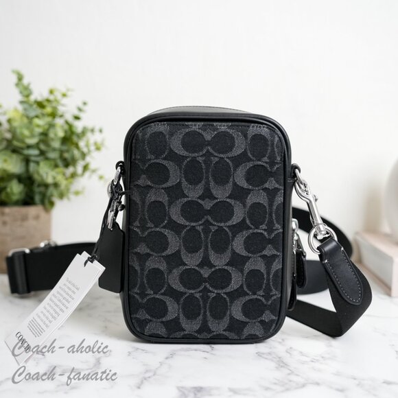 Coach CAJ44 Stanton Crossbody In Signature Denim Silver /Black - Picture 6 of 11